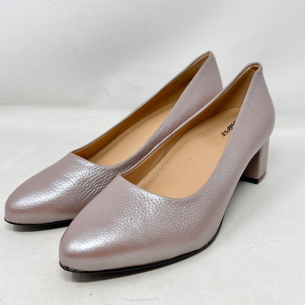 Trotters Womens Kari‎ Pump 2” Block Heel Textured Blush Leather 10W - NEW